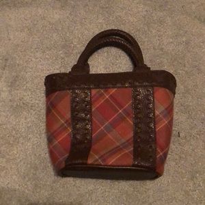 Longberger brown plaid small purse - hardly used
